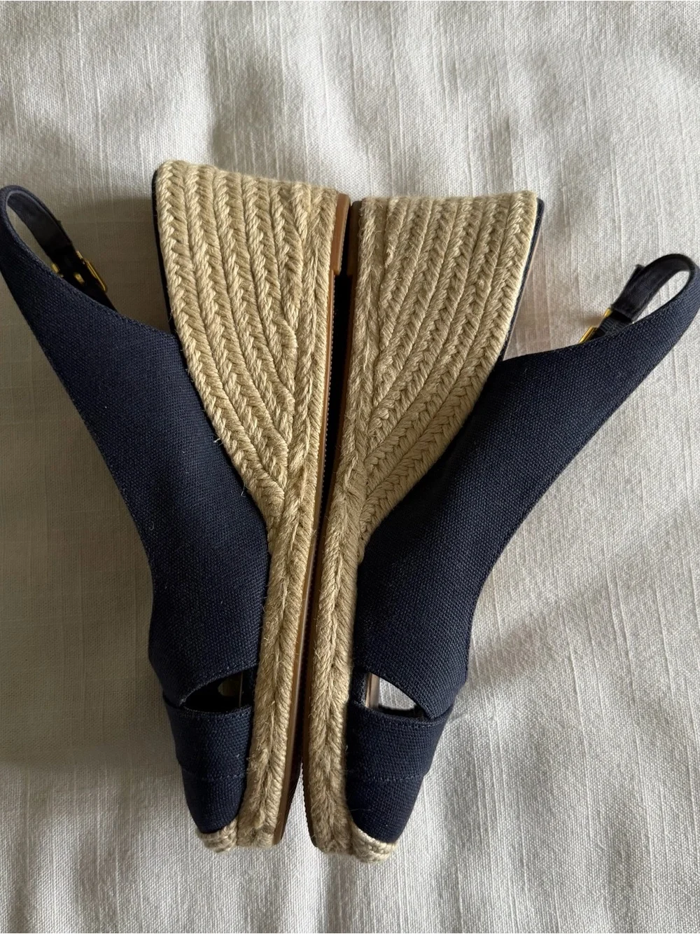 Lauren Ralph Lauren Wedge Sandals Womens Size 9 Blue Espadrille Slingback Summer